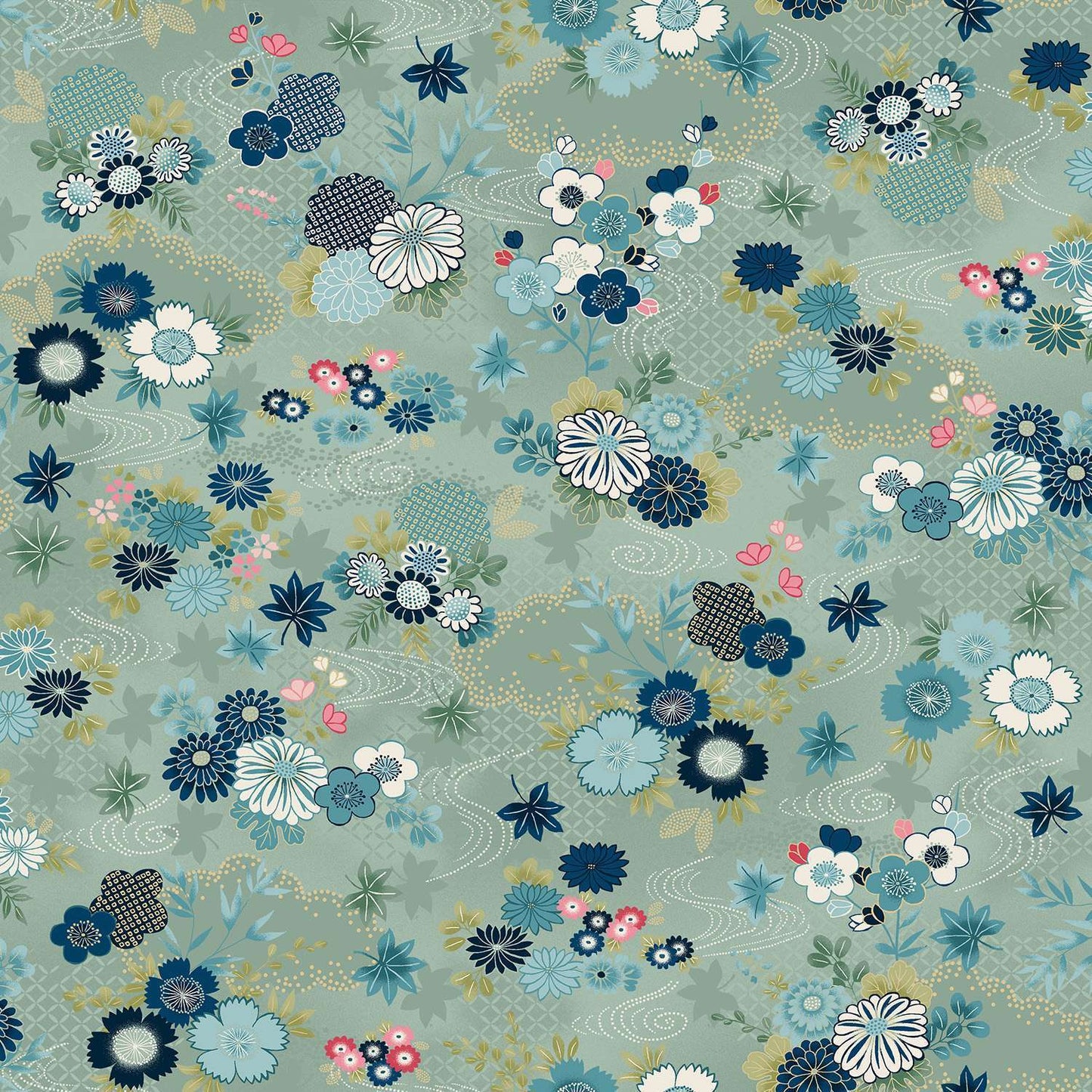 REDUCED Makower Kasumi Japanese Metallic 20 Designs 100% Premium Cotton Fabric