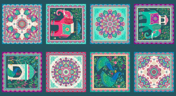 REDUCED Makower Jaipur Elephant Metallic Range 100% Premium Cotton Fabric Patchwork