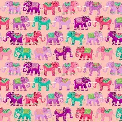 REDUCED Makower Jaipur Elephant Metallic Range 100% Premium Cotton Fabric Patchwork