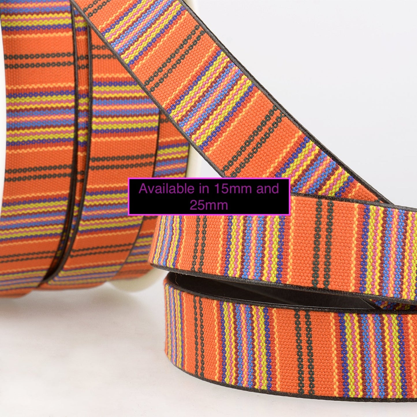 Multi Coloured Faux Leather Lined Backed Webbing 15mm 25mm 5 Designs