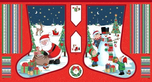 Makower Christmas Santa's Large Stocking Panel 2590 Adults Teenager Children Child