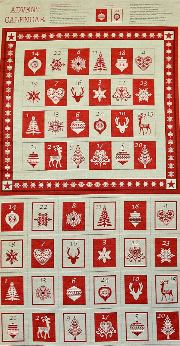 Makower Scandi 3 Red Advent Calendar Panel 1595 Adults Teenager Children Child
