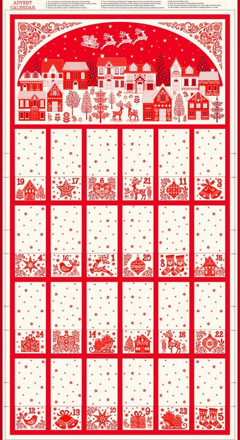 Makower Scandi Fold Up Advent Calendar Panel 2581 Adults Teenager Children Child