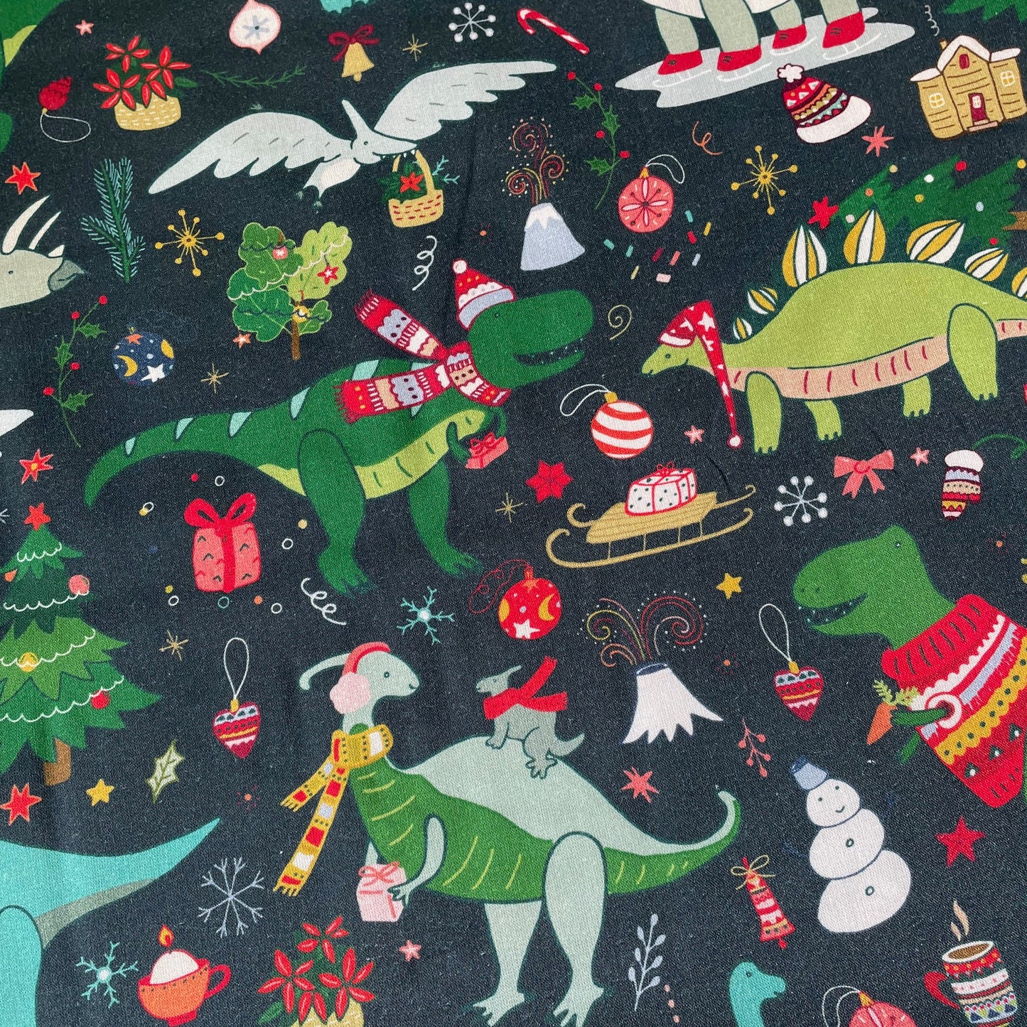 Crafty Fabrics Christmas Dinosaur 100% Craft Cotton Fabric