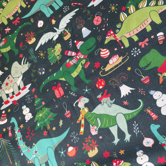 Crafty Fabrics Christmas Dinosaur 100% Craft Cotton Fabric