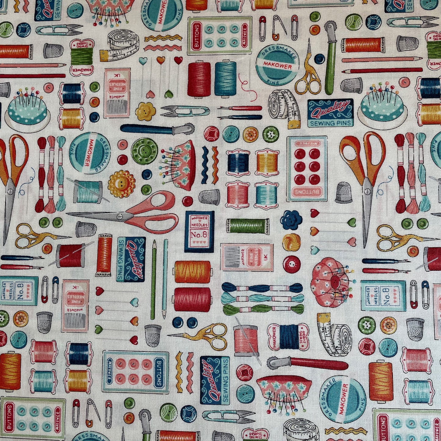 Makower Sewing Room 11 Designs 100% Premium Cotton Fabrics Quilting Craft