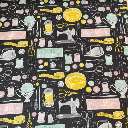 Dear Stella Haberdashery Scissors Notions Sewing Quilting 100% Premium Cotton Fabric