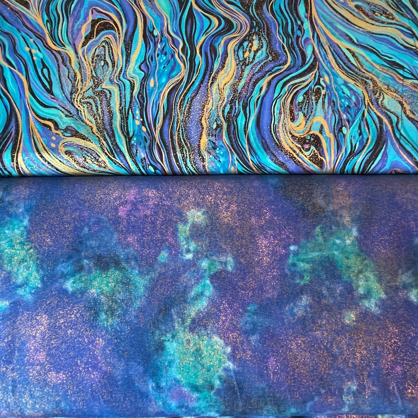 Timeless Treasures Peacock & Island Metallic Blue Sewing Quilting 100% Premium Cotton Fabric