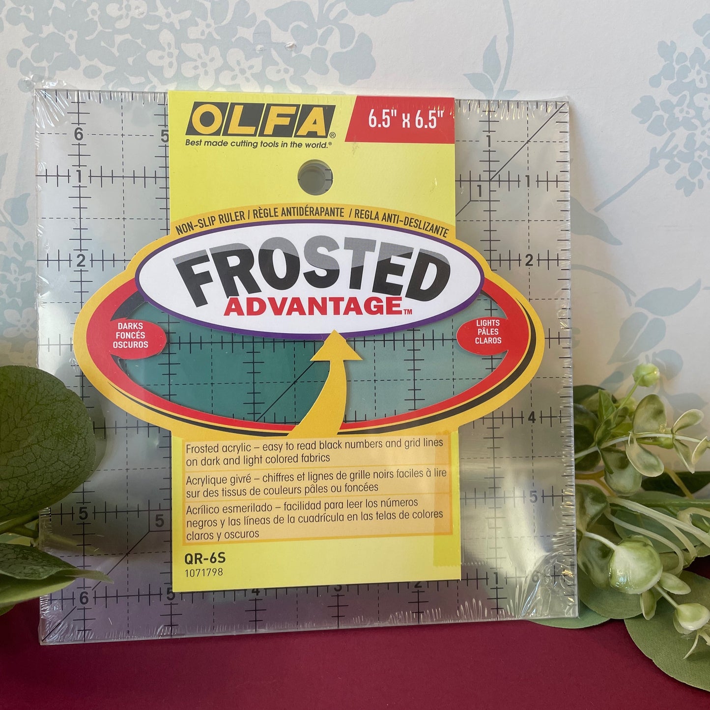 Olfa 6.5" x 6.5" Square Compact Ruler Non Slip