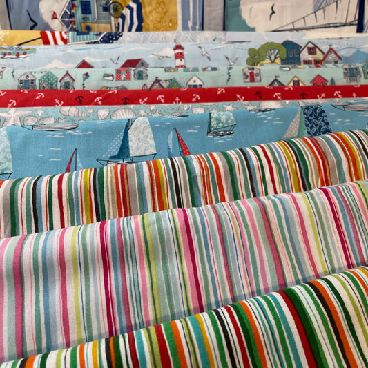 Makower Sail Away Seaside Quilting 8 Designs and 3 Panels 100% Premium Cotton Fabric