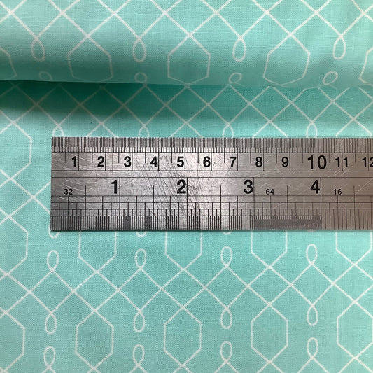 Michael Miller Emma's Garden Green with White Geometric Design 100% Premium Cotton Fabric PS6451