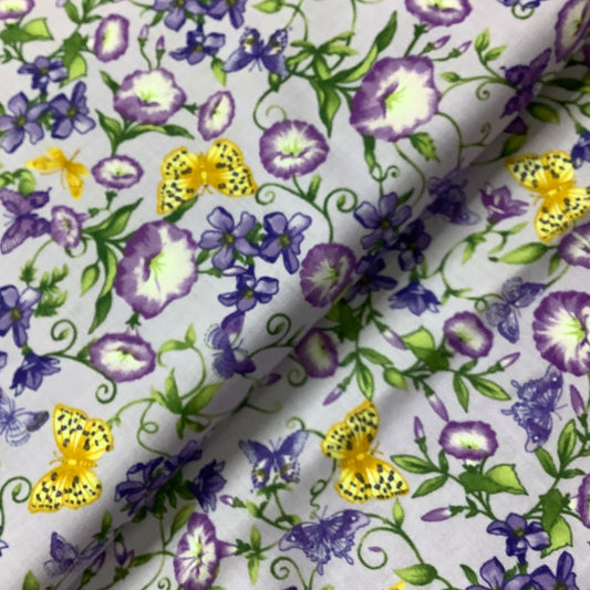Timeless Treasures Violet Purple Butterflies 100% Premium Cotton Fabric 2799