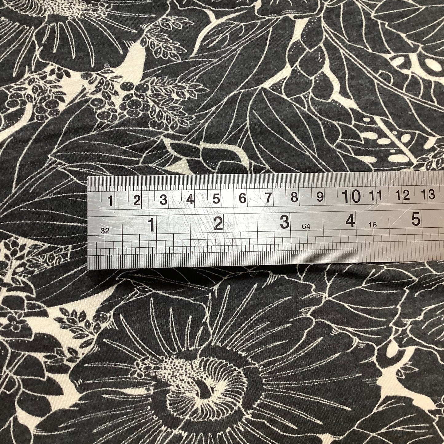 Lightweight Black and Cream Flowers Stretch Jersey Fabric 100% Viscose Dressmaking