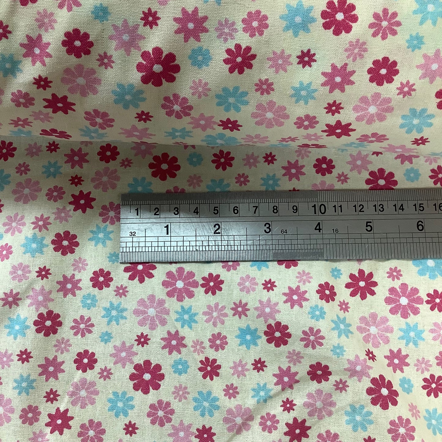 Cream with Multi Coloured Flowers 100% Cotton Craft Fabric