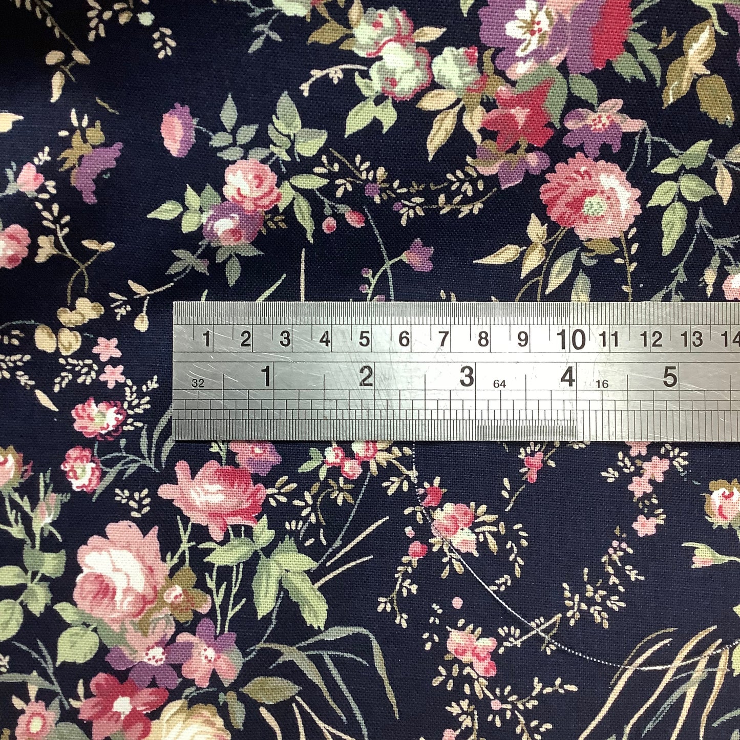 Traditional Blue Background with Floral Design Cotton Canvas Soft Heavyweight 100% Cotton