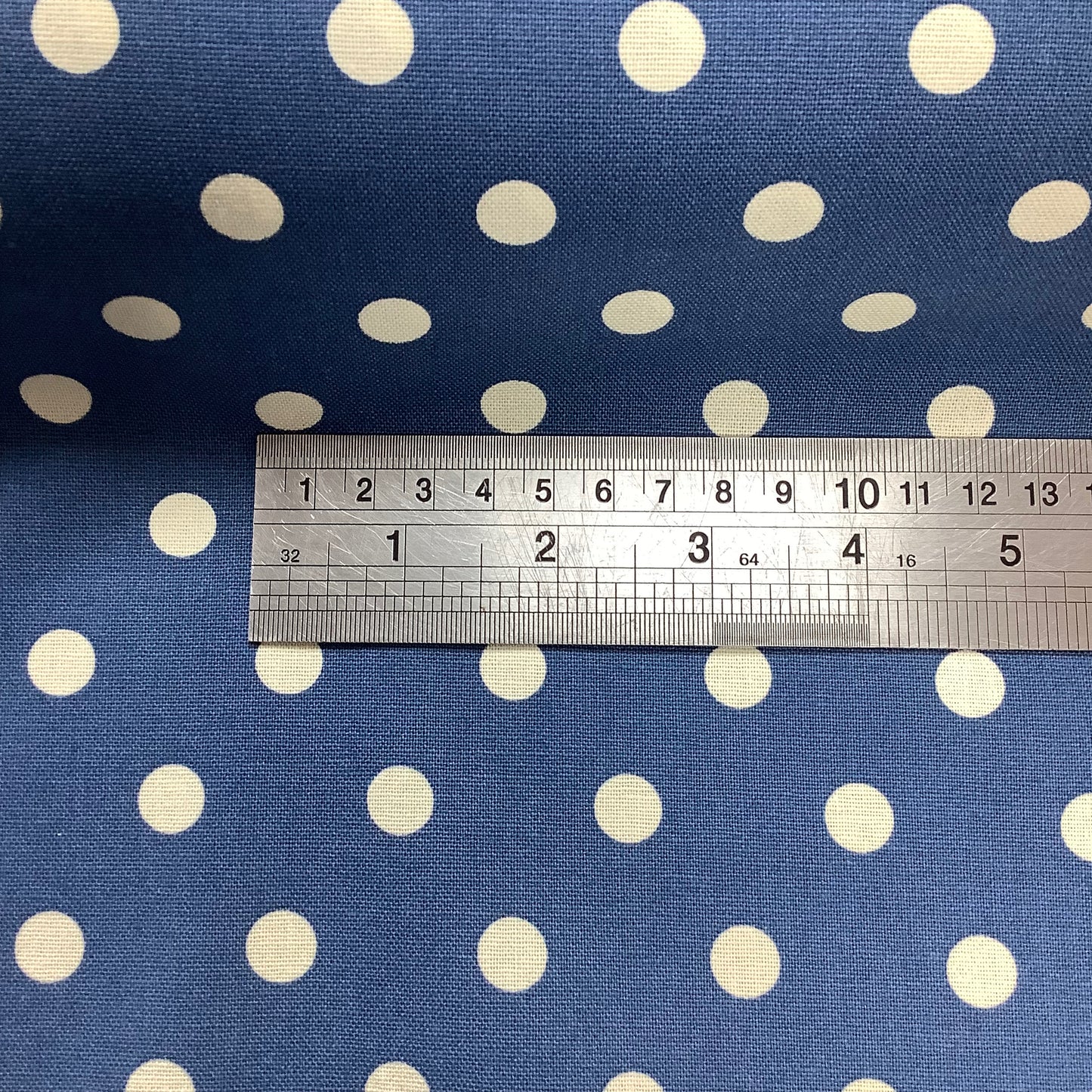 Blue with White Dot Spot Cotton Canvas Soft Heavyweight 100% Cotton