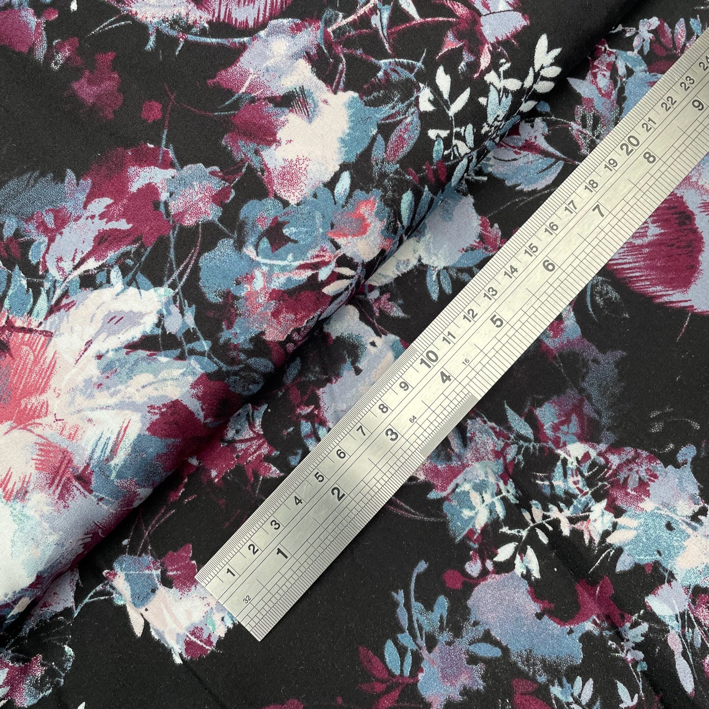 Black Floral Woven Viscose Dressmaking Fabric