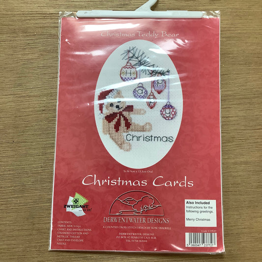 Derwentwater Christmas Xmas Card Cross Stitch Kits Church, Bear, Drink and Tree