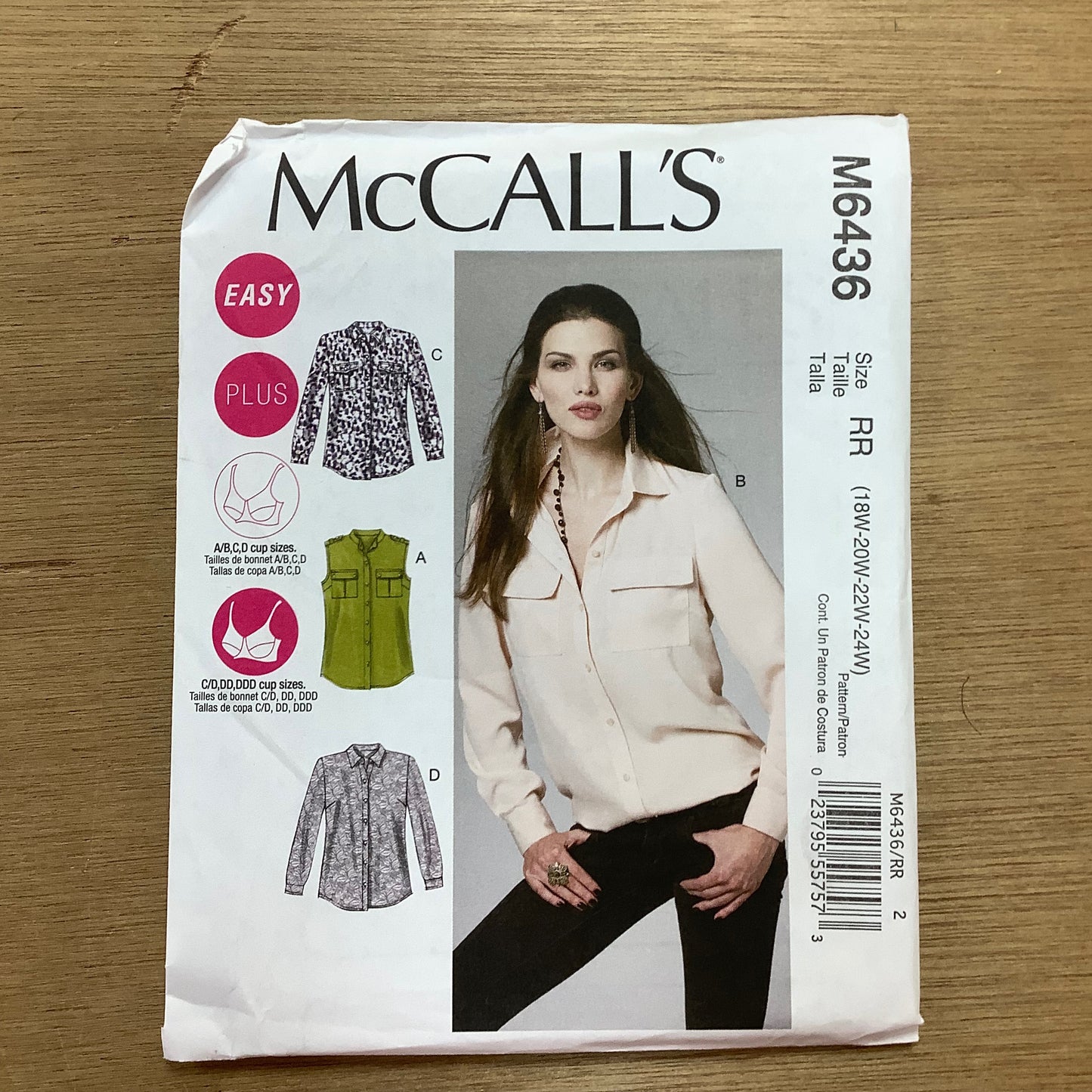 McCalls Dressmaking Pattern McCalls Semi Fitted Shirt Collar Pocket Ladies Easy 6436