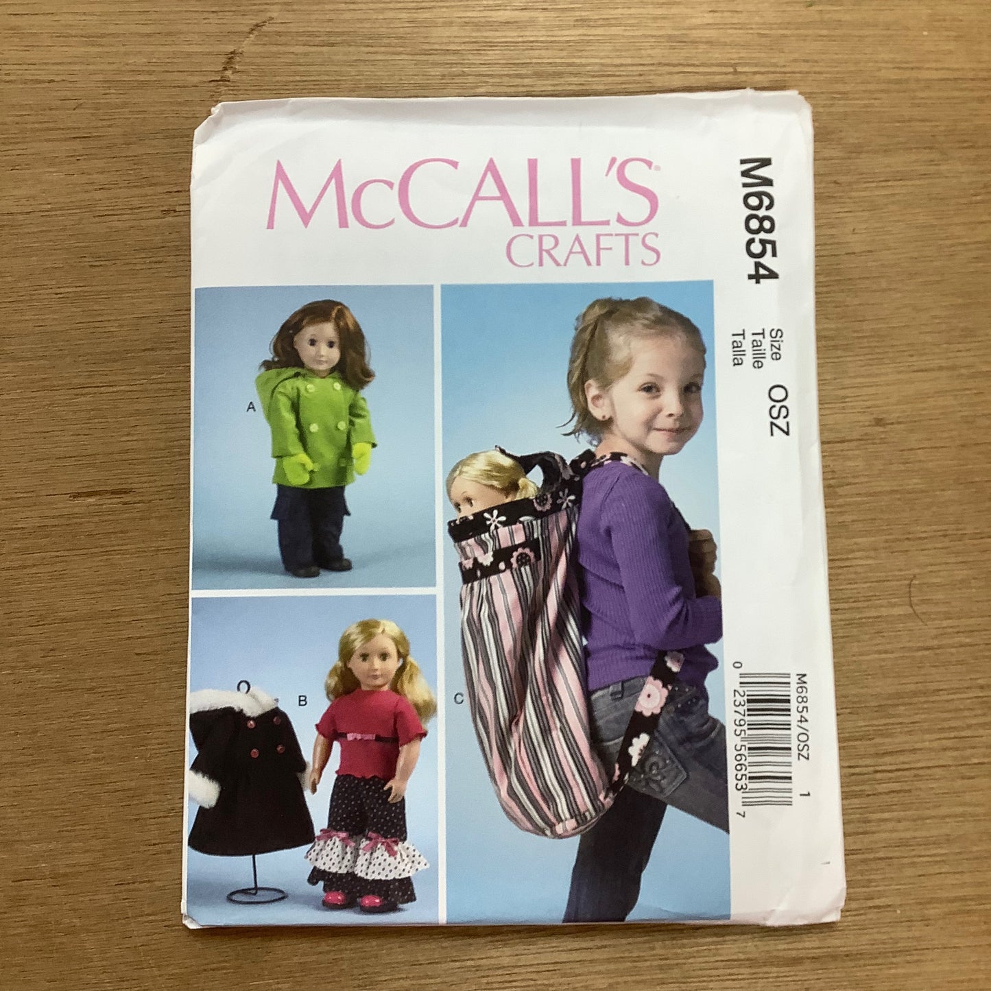 McCall's Craft Sewing Pattern Dolls Clothes One Size 6854
