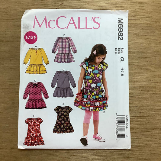 McCall's Dressmaking Sewing Pattern Children's Girls Dresses 6982