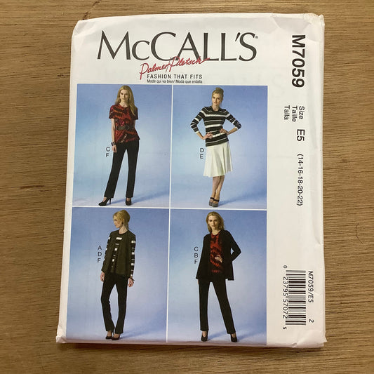 McCall's Dressmaking Sewing Pattern Ladies Woman Vest Jacket Top Pants Trousers Skirt 7059