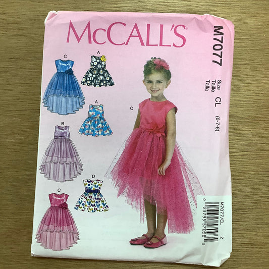 McCall's Dressmaking Sewing Pattern Children's Girls Dresses 7077