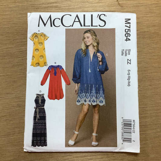McCall's Dressmaking Sewing Pattern Ladies Woman Dress Dresses Tunic Maxi Dress 7564