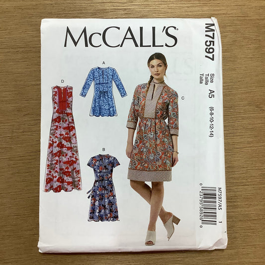 McCall's Dressmaking Sewing Pattern Ladies Woman  Dress Dresses Tunic Maxi Dress 7597