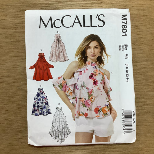 McCall's Dressmaking Sewing Pattern Women's Tops Cold Shoulder Halter Neck Tops 7601