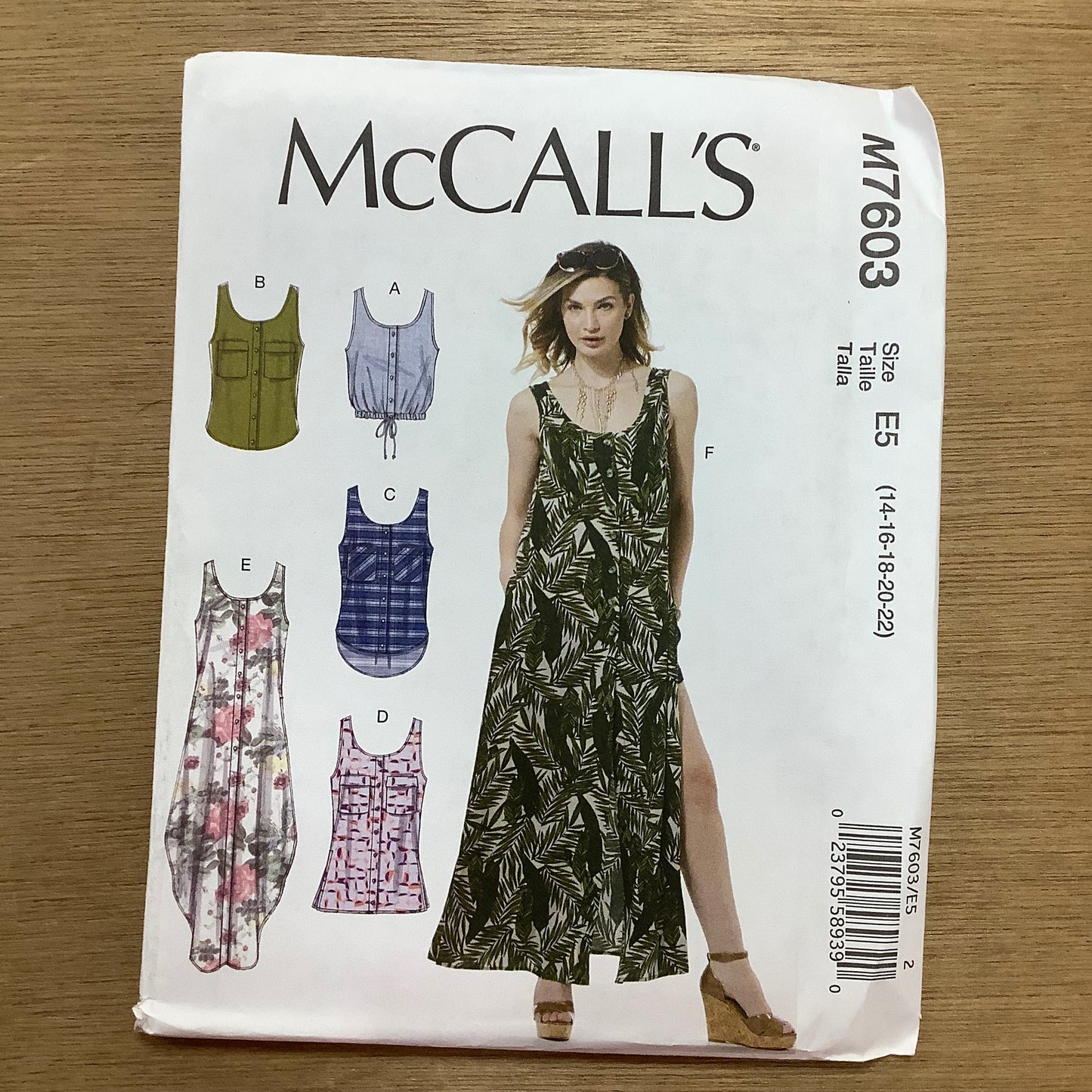 McCall's Dressmaking Sewing Pattern Women's Tops, Vests and Dresses Maxi Dress 7603