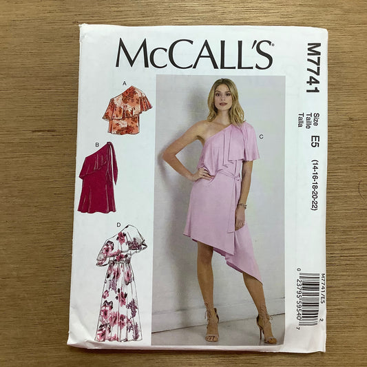 McCall's Dressmaking Sewing Pattern Ladies Woman One Shoulder Occasion Top Belt Dress Dresses 7741