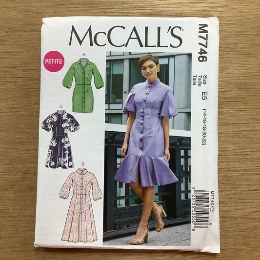 McCall's Dressmaking Sewing Pattern Ladies Woman Shirt Frill Dress Dresses Petite 7746