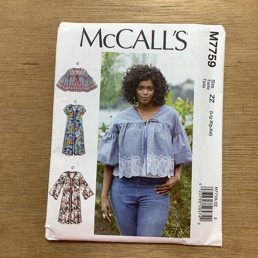 McCall's Dressmaking Sewing Pattern Ladies Woman Top Dress Dresses 7759