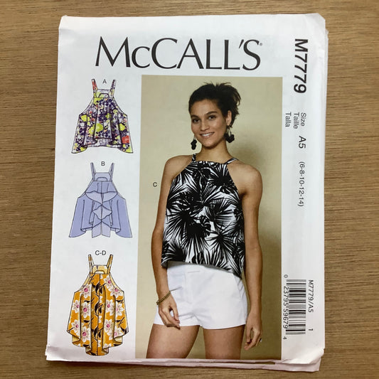 McCall's Dressmaking Sewing Pattern Women's Ladies Tops Halter Neck  7779