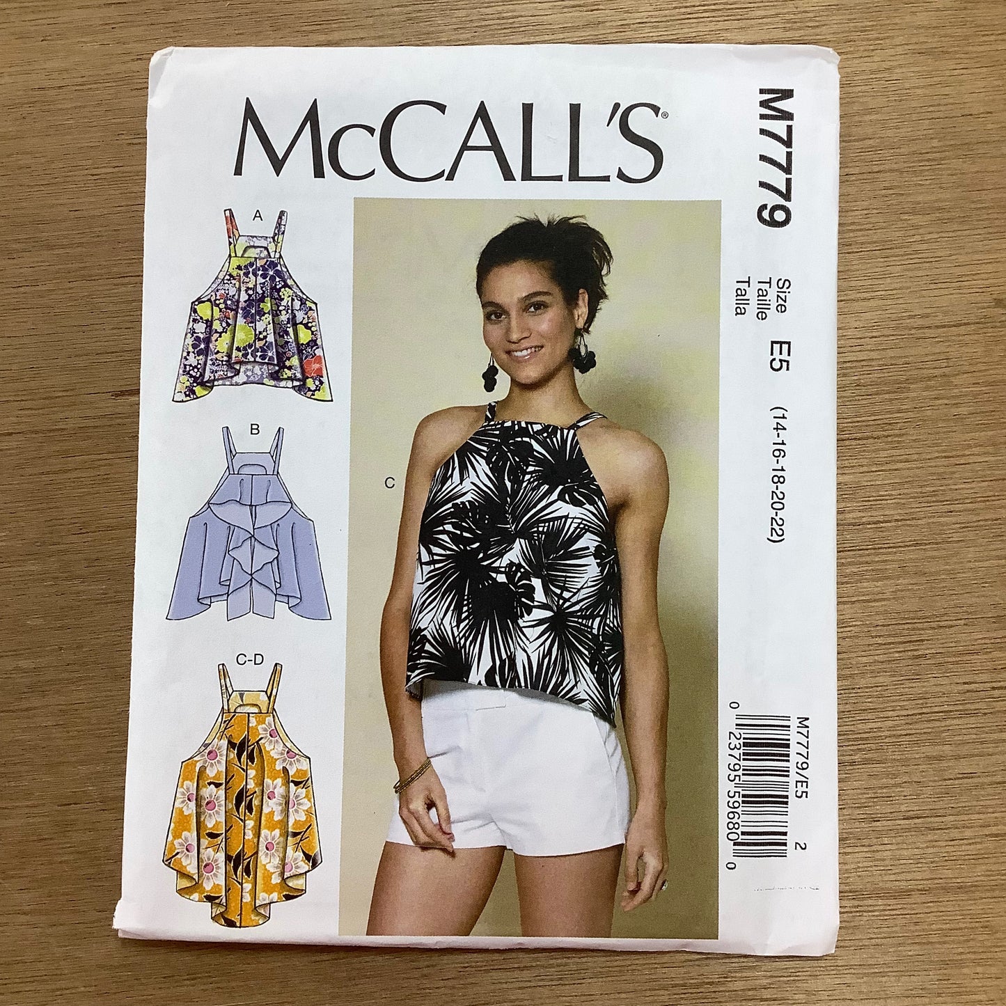 McCall's Dressmaking Sewing Pattern Women's Ladies Tops Halter Neck 7779