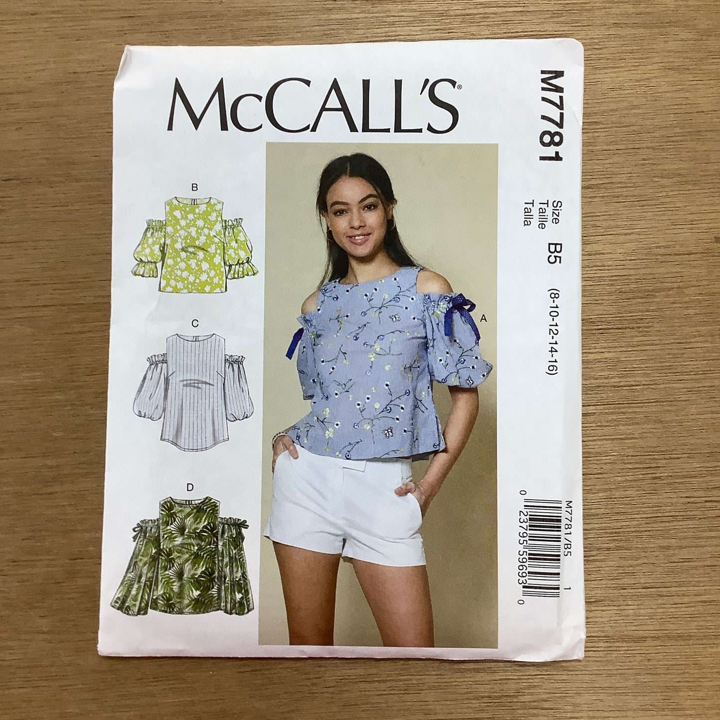 McCall's Dressmaking Sewing Pattern Women's Ladies Tops Off Cold Shoulder 7781