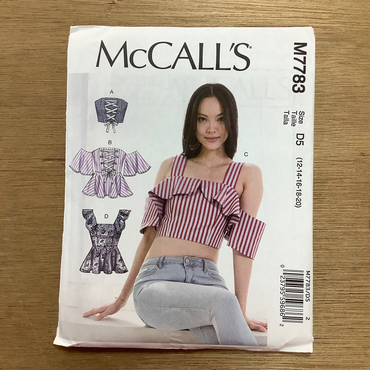 McCall's Dressmaking Sewing Pattern Ladies Woman Tops Lattice Criss Cross Laced 7783