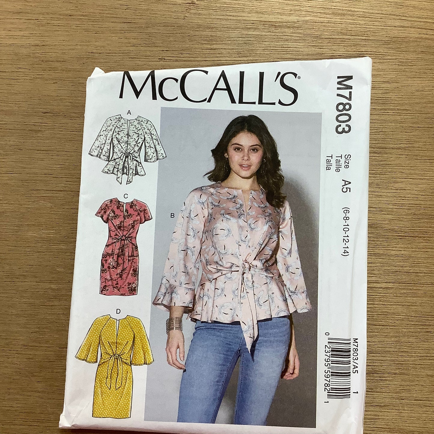 McCall's Dressmaking Sewing Pattern Ladies Woman Dress Top Tie Waist 7803