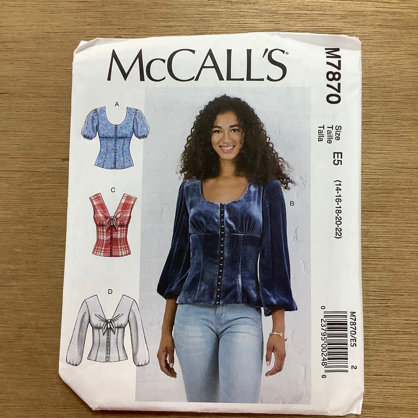 McCall's Dressmaking Sewing Pattern Ladies Woman Classy Top 7870