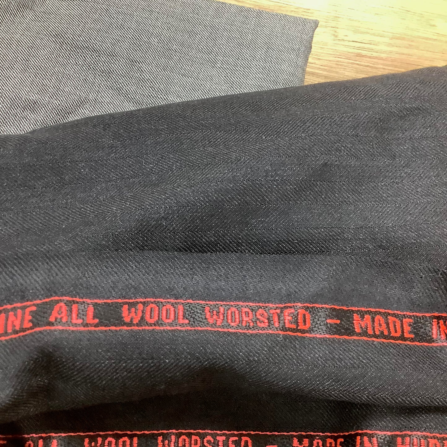 Remnant 3 Pieces of Wool Dressmaking Fabrics Charcoal Grey with blue pin stripe check, Grey and Dark Grey/Black