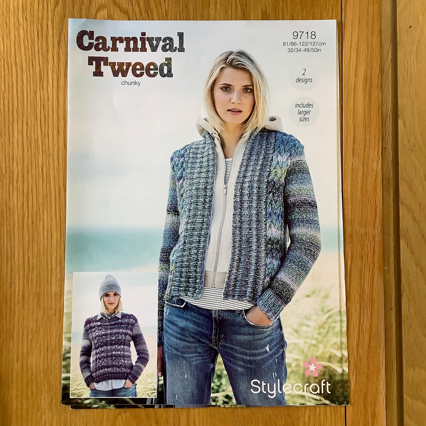 Stylecraft Carnival Tweed Chunky Ladies Cabled Jacket & Jumper Sweater Knittting Pattern 9718