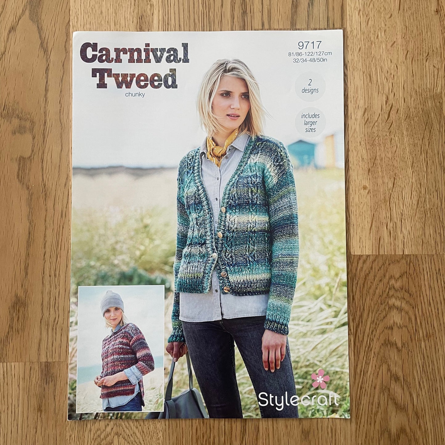 Stylecraft Carnival Tweed Chunky Cabled Cardigan & Sweater Jumper Knitting Pattern 9717