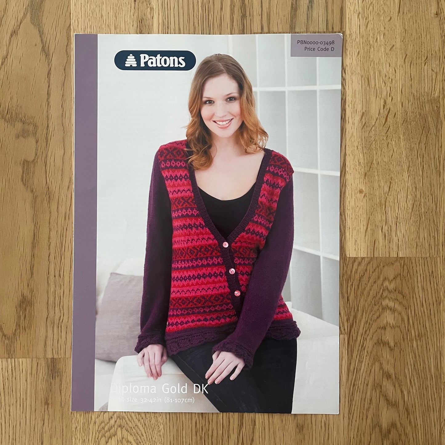 Patons Diploma Gold Double Knitting DK Pattern Fair Isle Cardigan PBN D03498