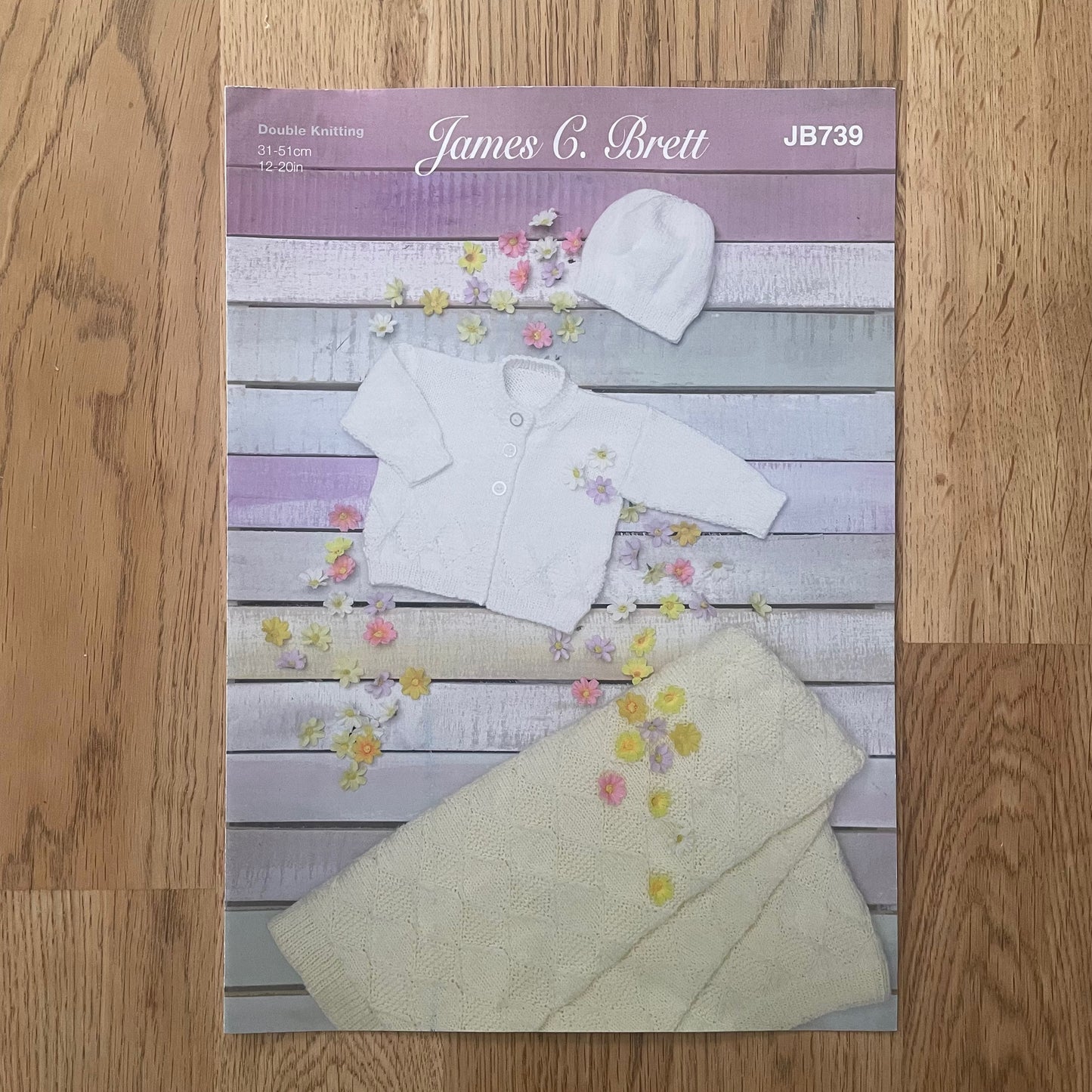 James C. Brett Double Knit DK Knitting Pattern JB739 Baby Children Blanket Hat Cardigan