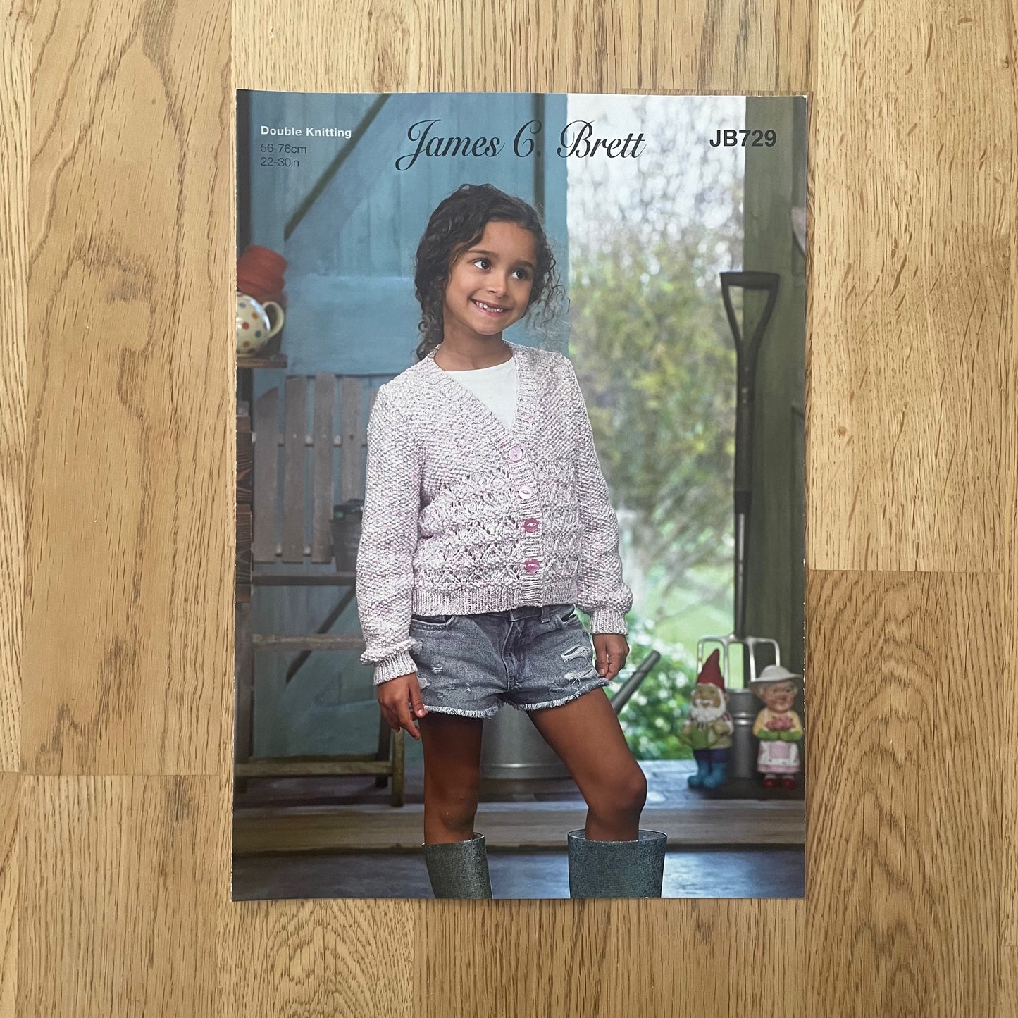 James C. Brett Double Knit DK Knitting PatternV Neck Cardigan with detail Moss Stitch Lacy JB729