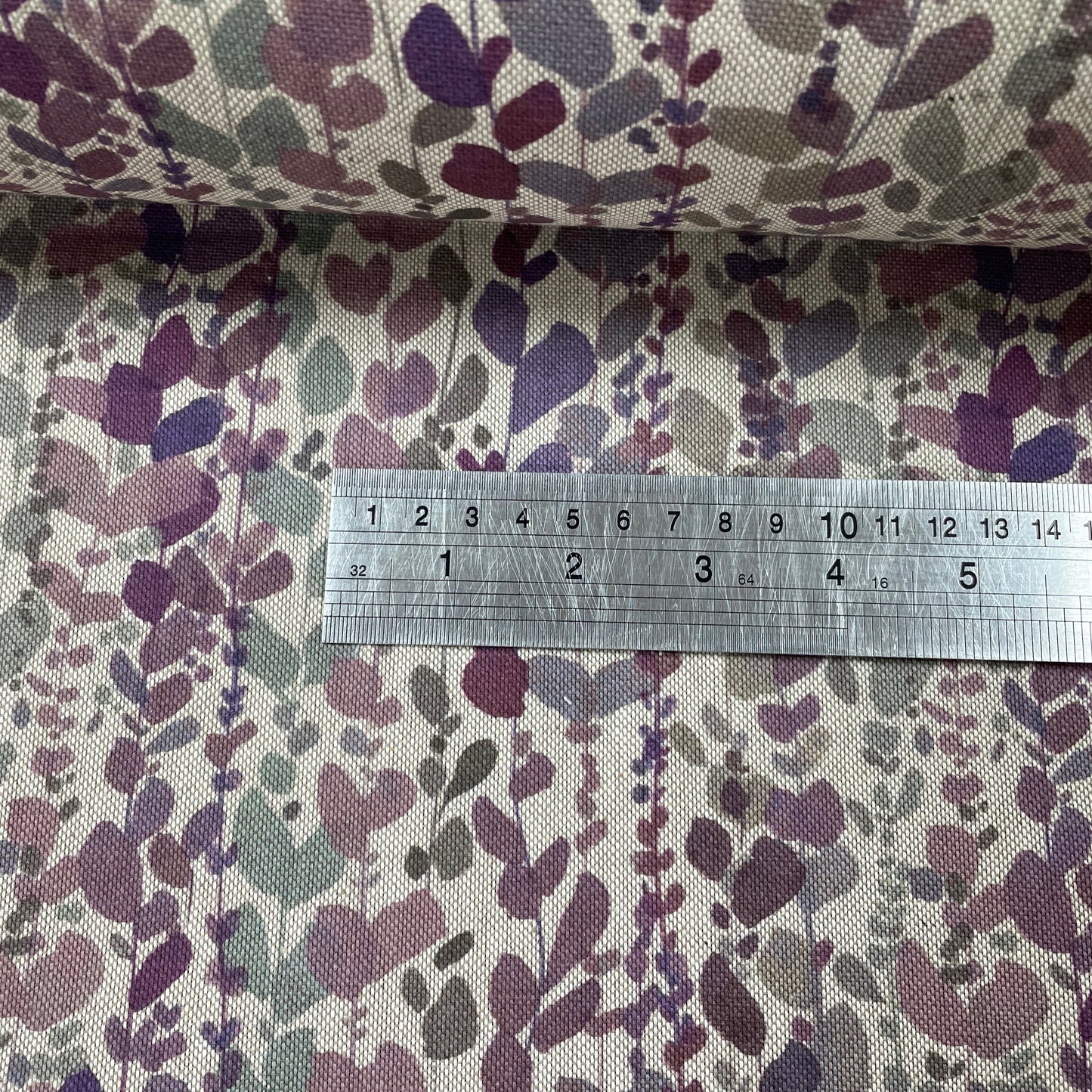 Purple Floral Linen Look Cotton Bag Making Upholstery Fabric