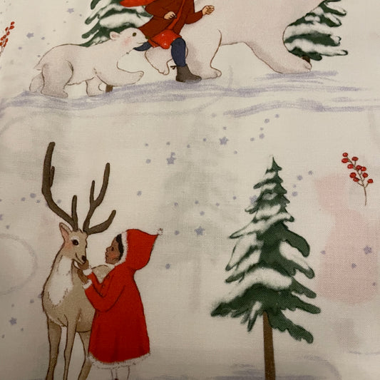Belle & Boo Halloween Nostalgic Christmas Scene Fabric – 100% Cotton Fabric – 25cm Units
