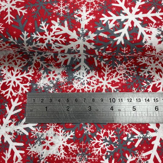 Crafty Fabrics Snowflakes on Red or Blue Christmas 100% Craft Cotton Fabric