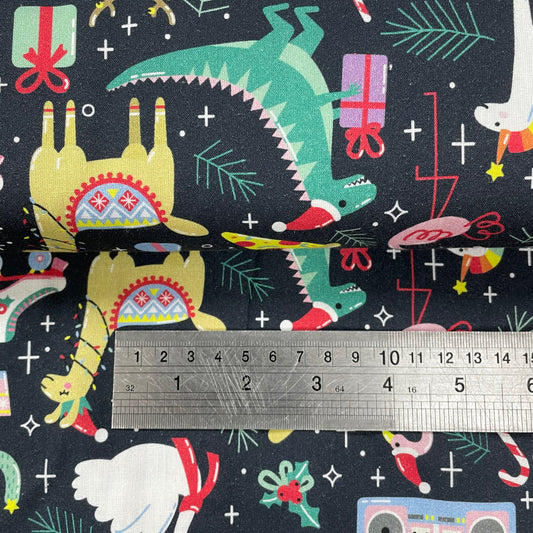 Crafty Fabrics Novelty Retro Unicorn Llama Christmas 100% Craft Cotton Fabric